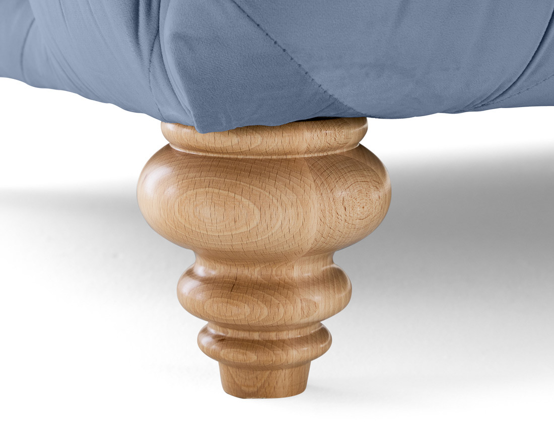 Canapé 2 places chesterfield en velours pieds bois Walter