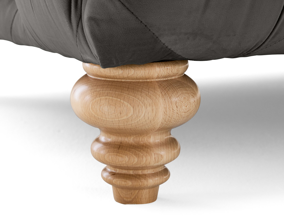 Canapé 2 places chesterfield en velours pieds bois Walter Canapé 2 places chesterfield en velours pieds bois Walter