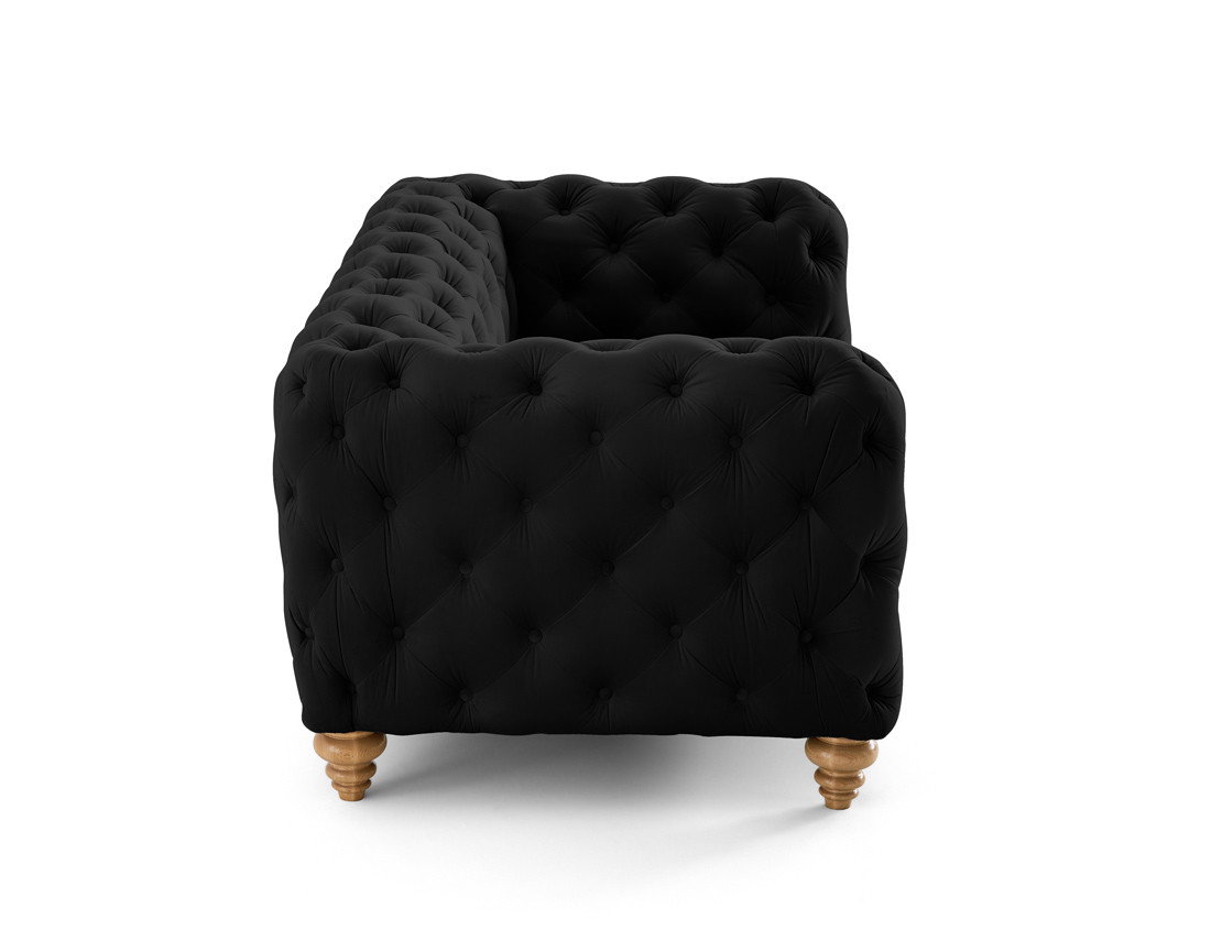 Canapé 2 places chesterfield en velours pieds bois Walter Canapé 2 places chesterfield en velours pieds bois Walter
