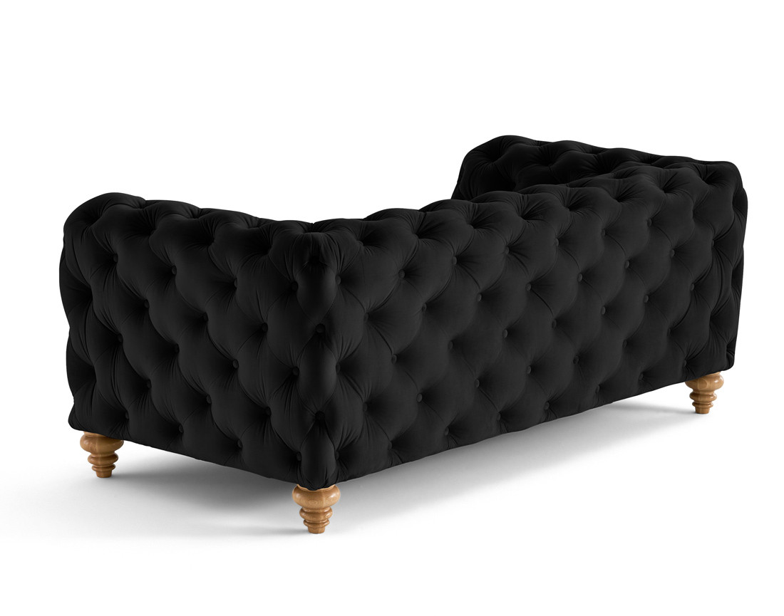 Canapé 2 places chesterfield en velours pieds bois Walter Canapé 2 places chesterfield en velours pieds bois Walter