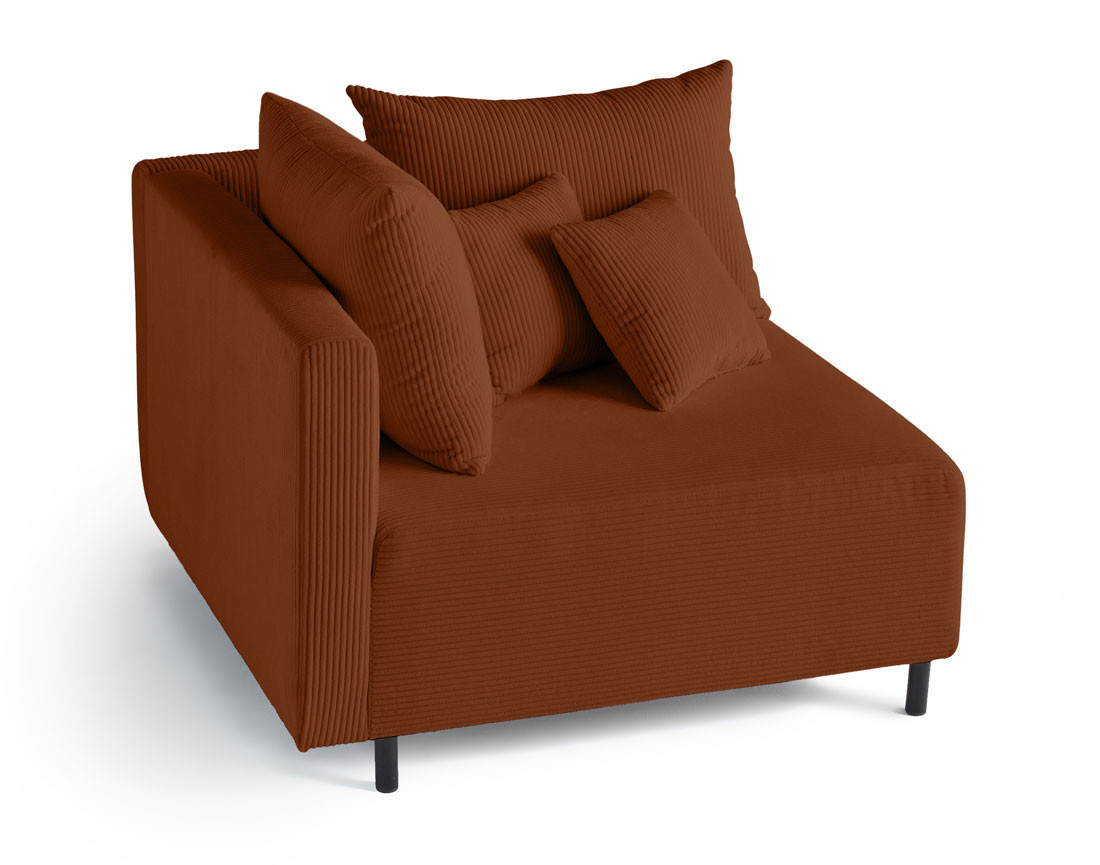 Module d'assise d'angle réversible en velours côtelé Edinburg - gauche