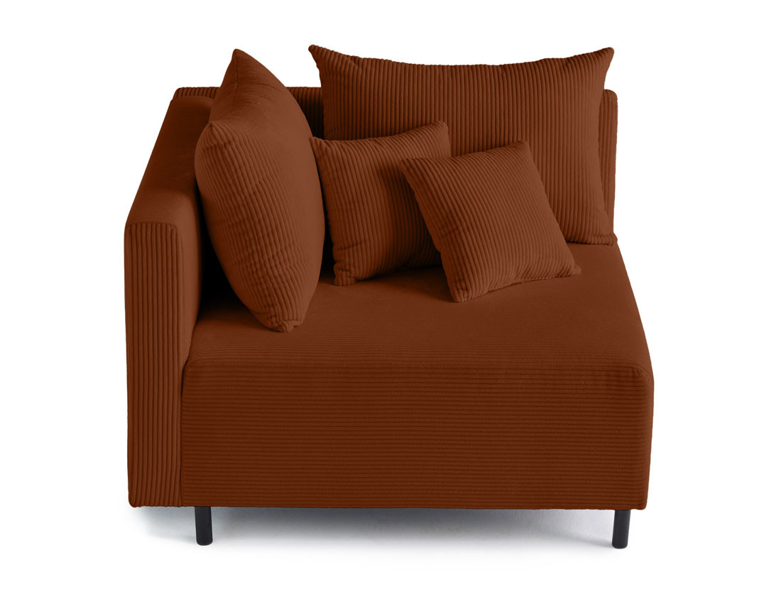 Module d'assise d'angle réversible en velours côtelé Edinburg - gauche