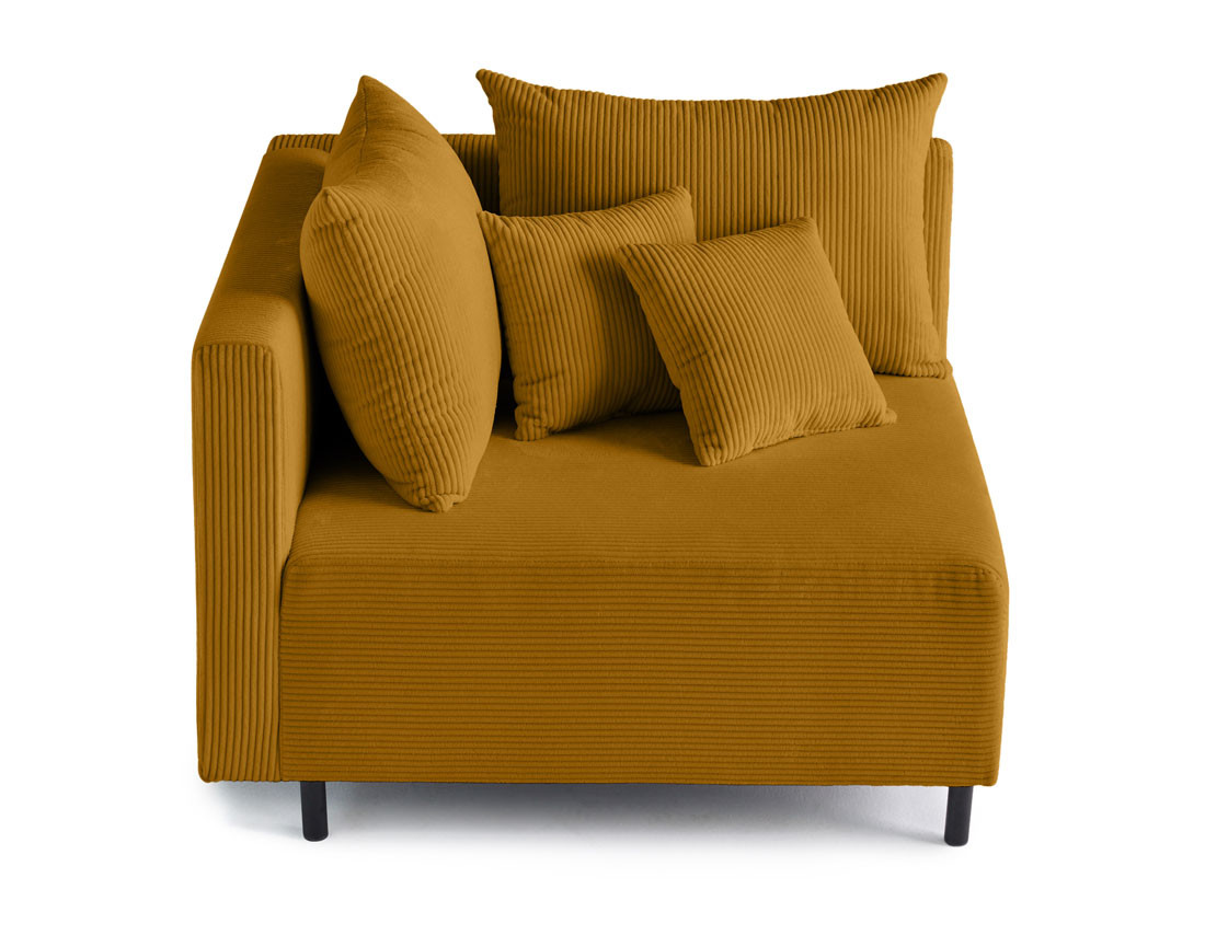 Module d'assise d'angle réversible en velours côtelé Edinburg - gauche