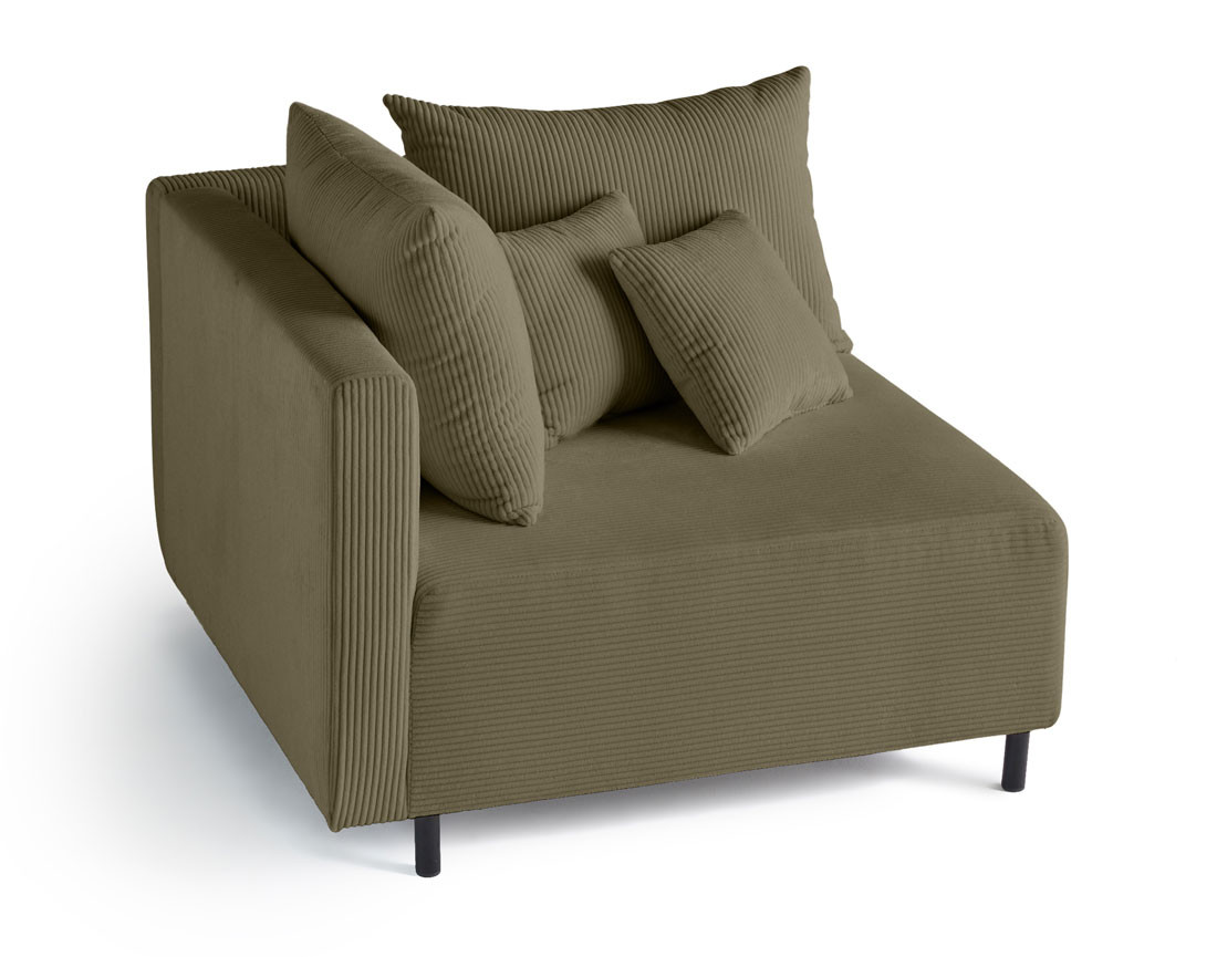 Module d'assise d'angle réversible en velours côtelé Edinburg - gauche