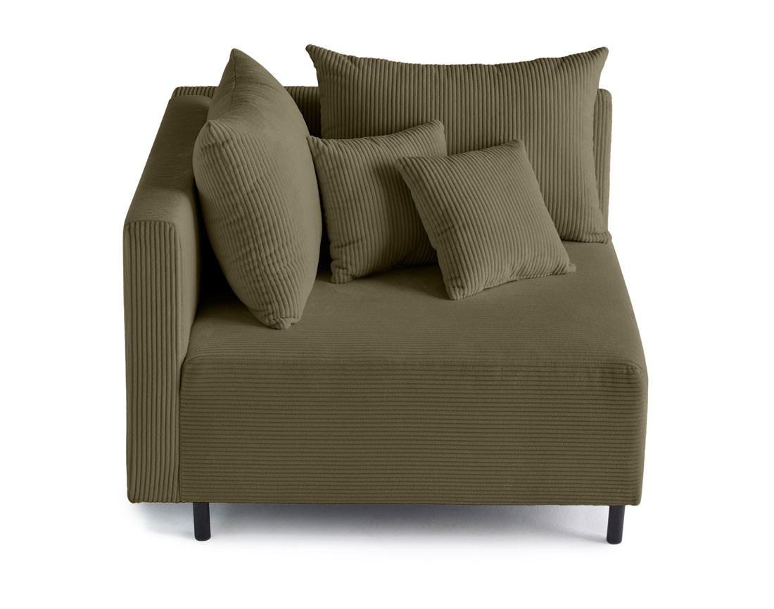 Module d'assise d'angle réversible en velours côtelé Edinburg - gauche