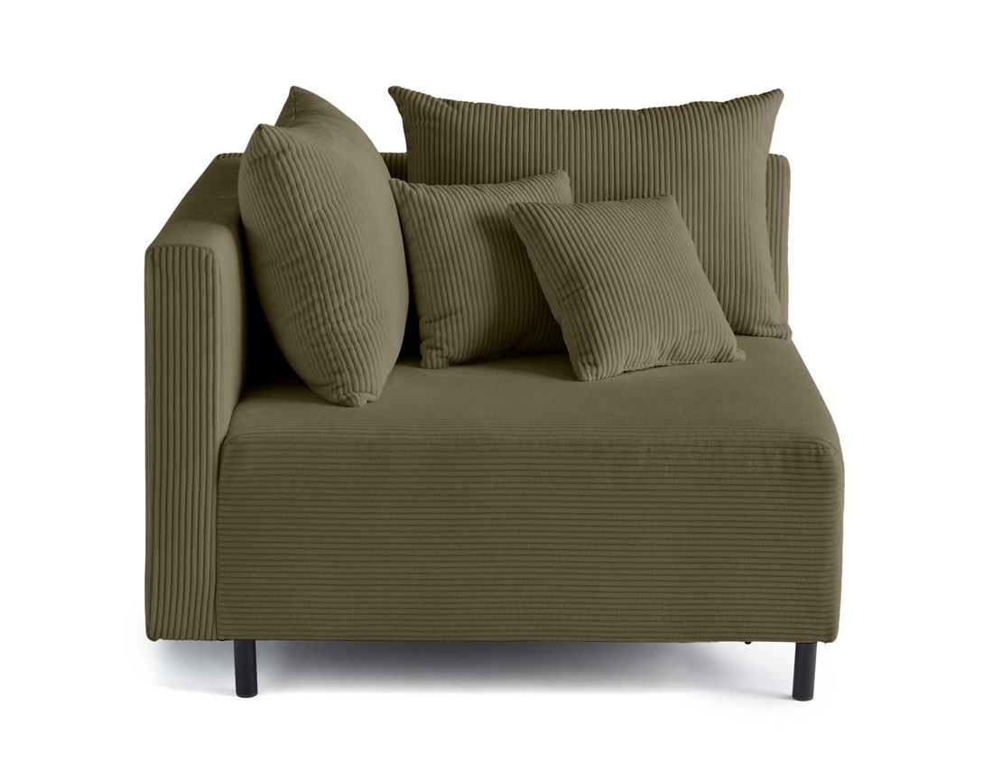 Module d'assise d'angle réversible en velours côtelé Edinburg - gauche