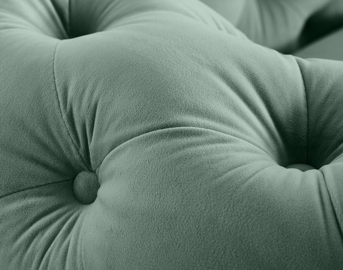 Canapé 2 places chesterfield en velours pieds bois Walter