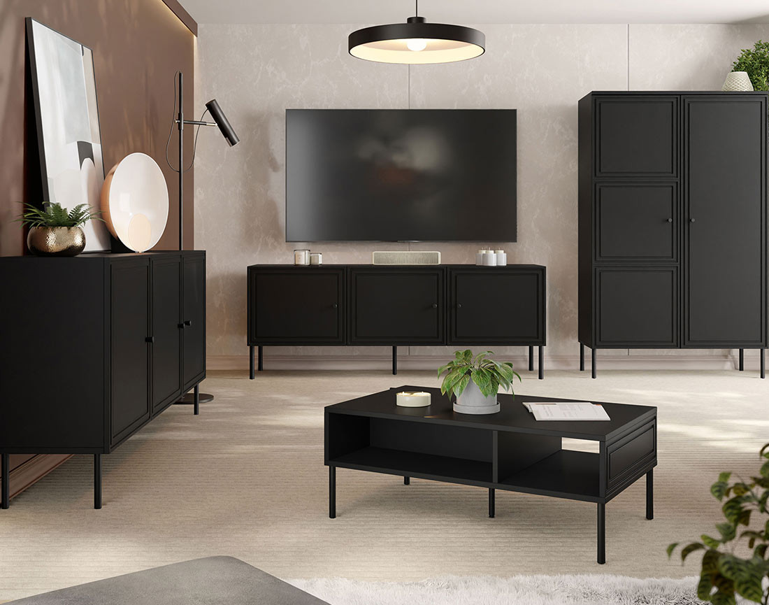 Buffet haut  noir 2 portes 166 cm Lavaggi