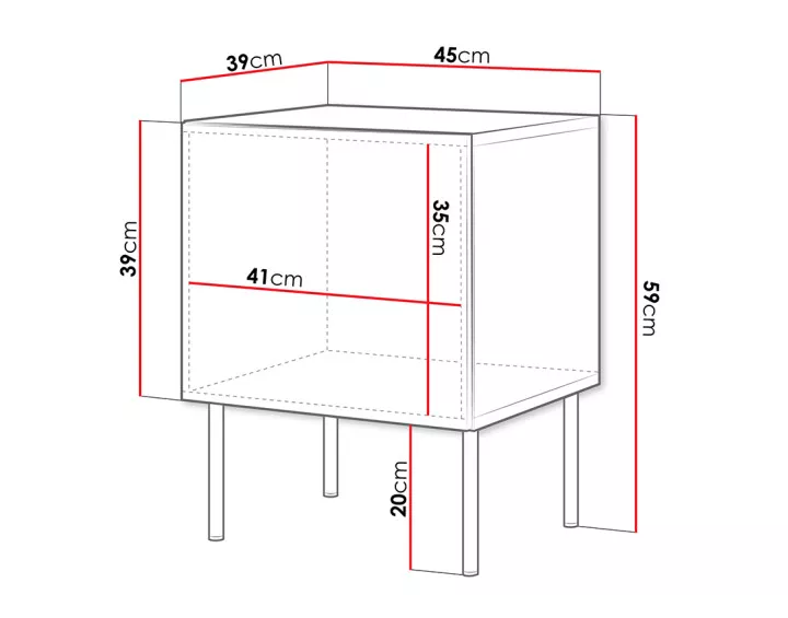 Table de chevet noir 45 cm Lavaggi