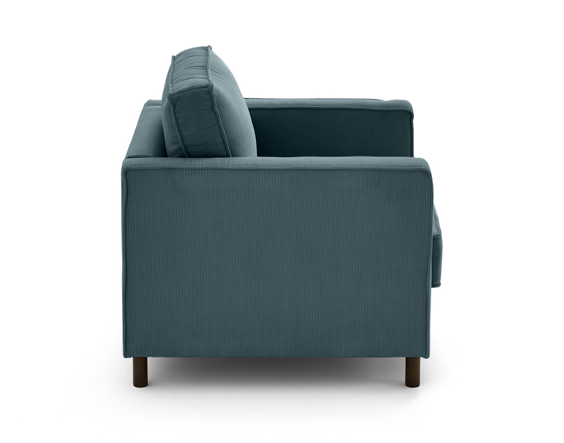 Fauteuil en velours côtelé pieds bois foncé Jake