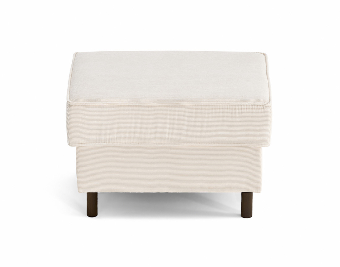 Pouf en velours côtelé pieds bois foncé Jake