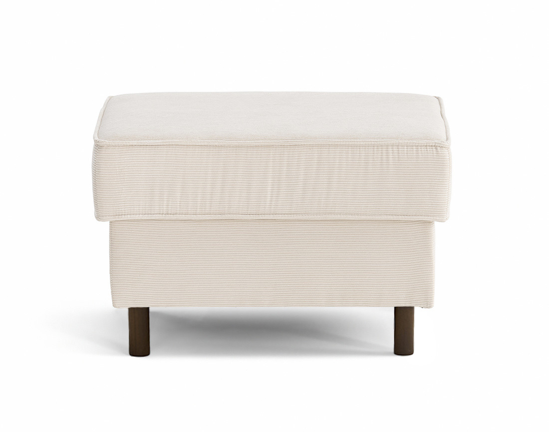Pouf en velours côtelé pieds bois foncé Jake