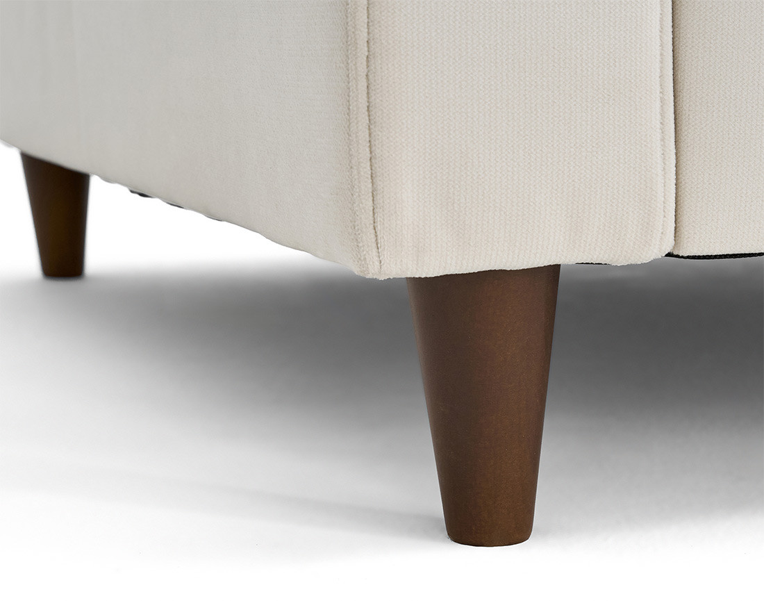 Canapé droit 2 places avec poche en velours pieds en bois Anna