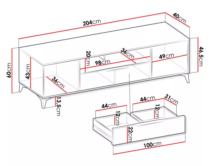 Meuble tv beige 200 cm Boccioni