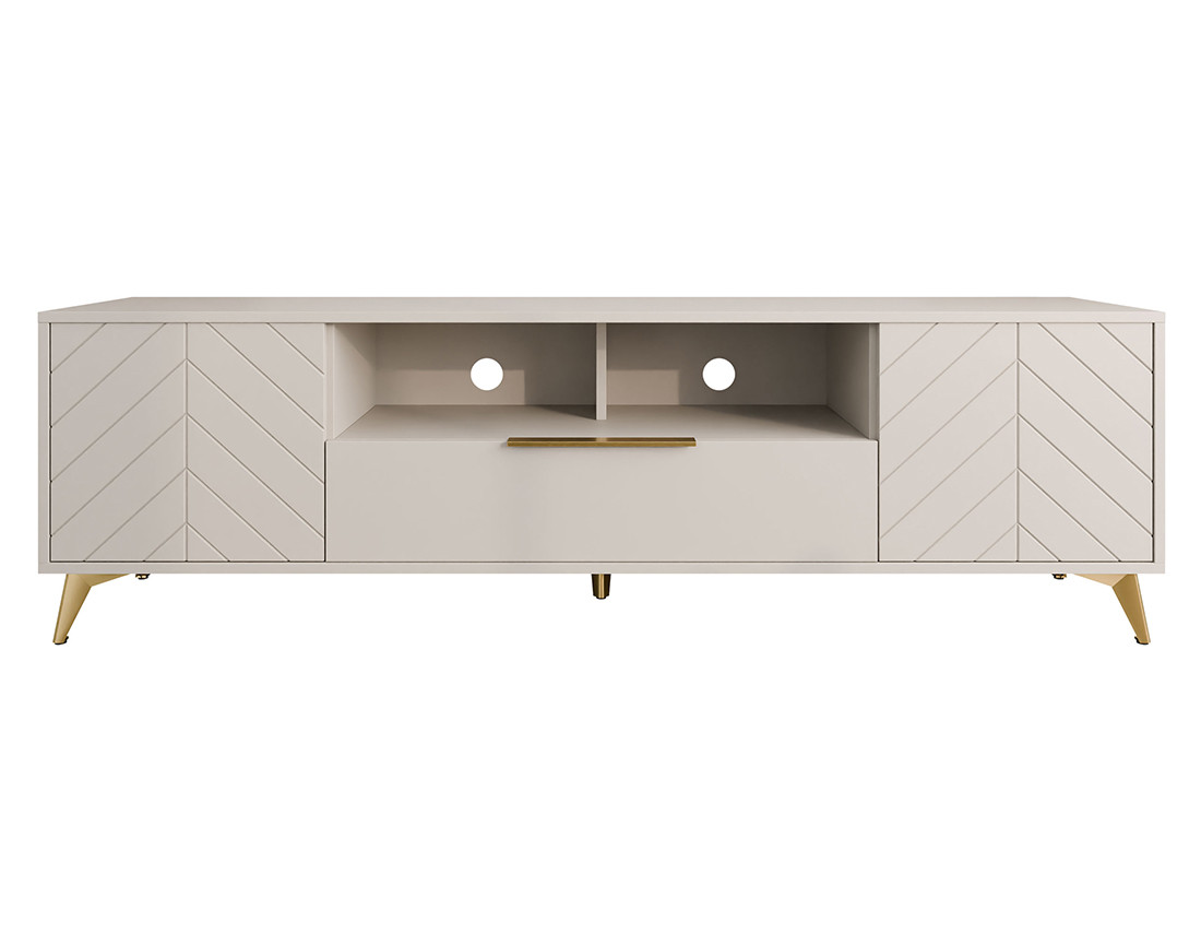 Meuble tv beige 2 portes, 1 tiroir et 1 niche 200 cm Boccioni