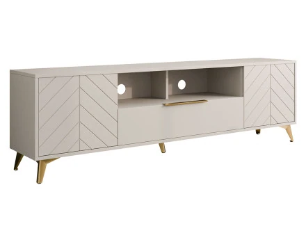 Meuble tv beige 2 portes, 1 tiroir et 1 niche 200 cm Boccioni