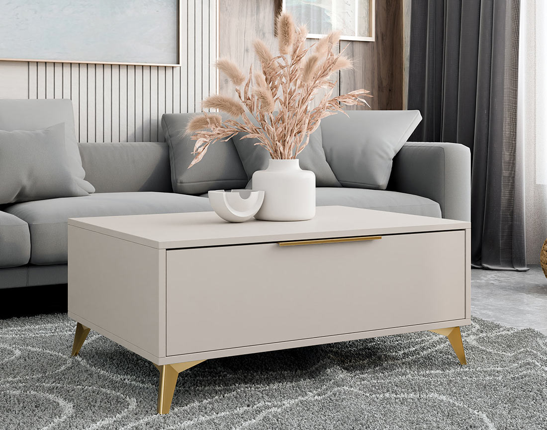 Table basse beige 1 tiroir 104 cm Boccioni