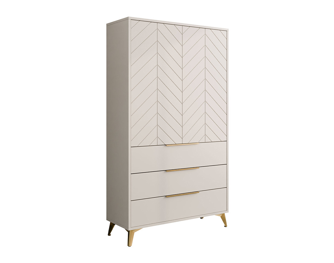 Buffet haut beige 3 tiroirs et 2 portes 104x180 cm Boccioni