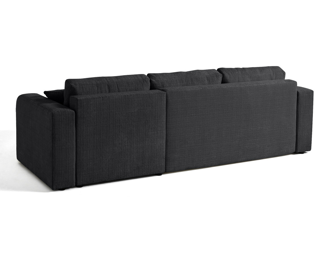 Canapé d'angle réversible 4 places convertible avec coffre en velours texturé Miro