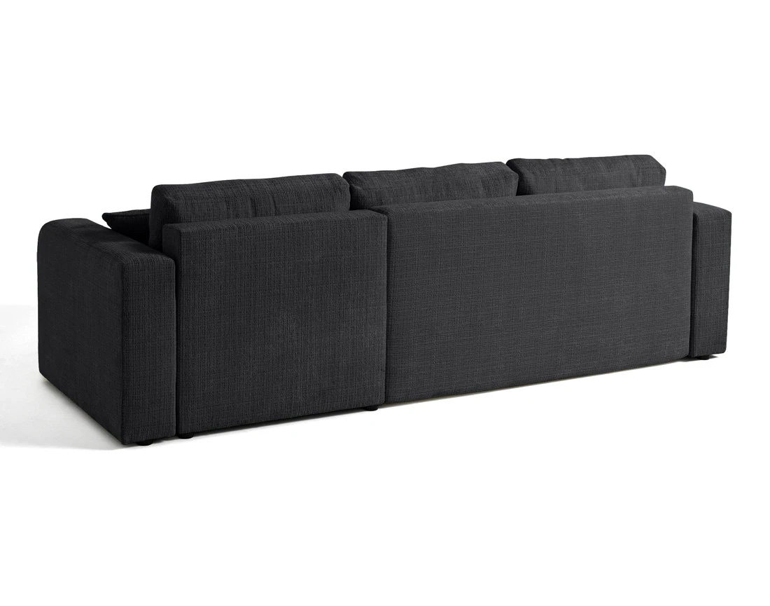 Canapé d'angle réversible 4 places convertible avec coffre en velours texturé Miro