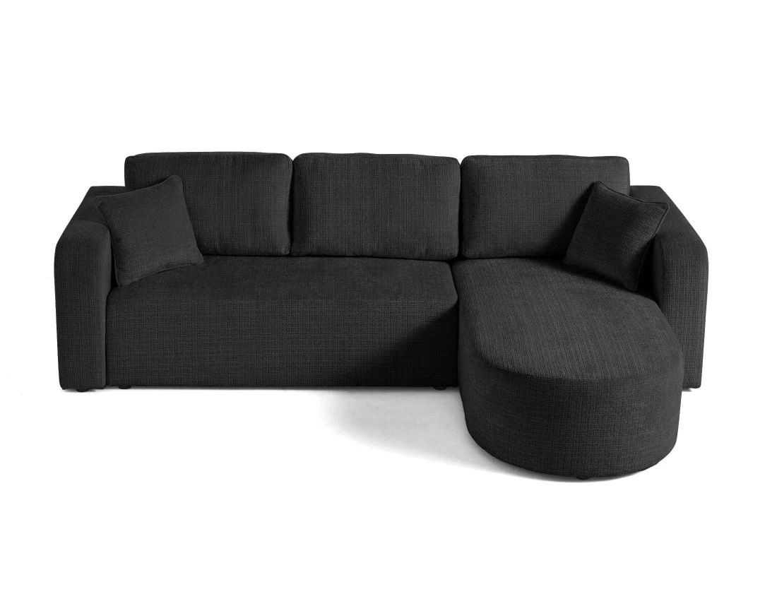 Canapé d'angle réversible 4 places convertible avec coffre en velours texturé Miro