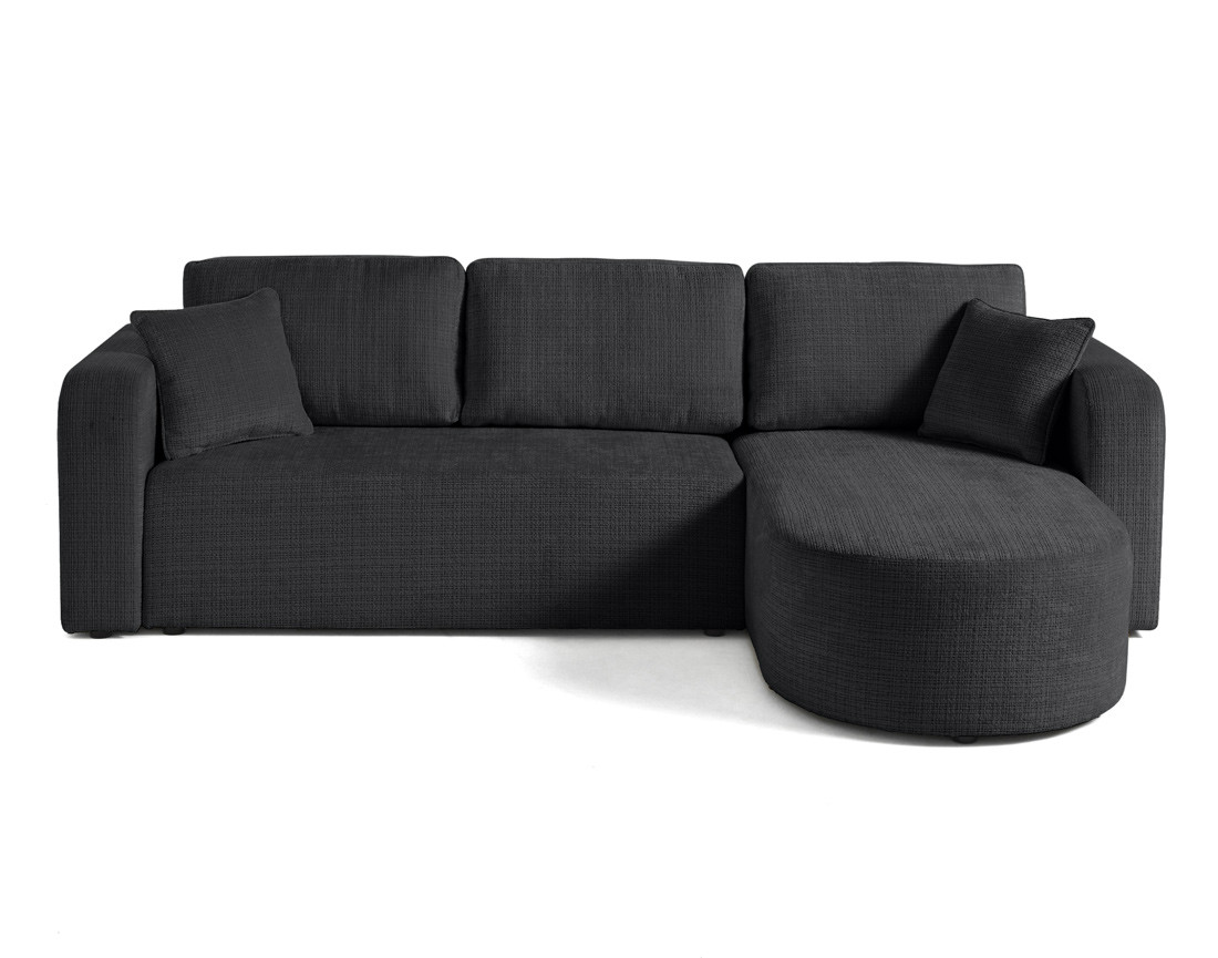 Canapé d'angle réversible 4 places convertible avec coffre en velours texturé Miro