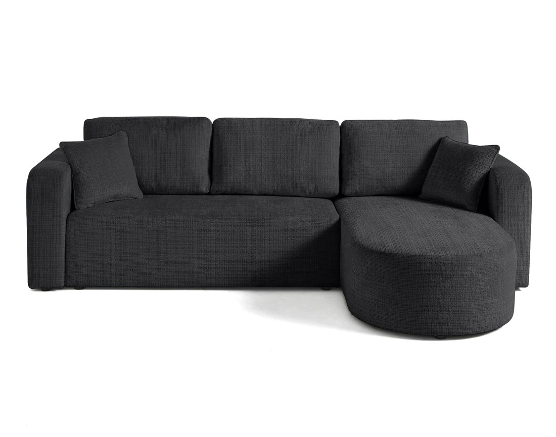Canapé d'angle réversible 4 places convertible avec coffre en velours texturé Miro