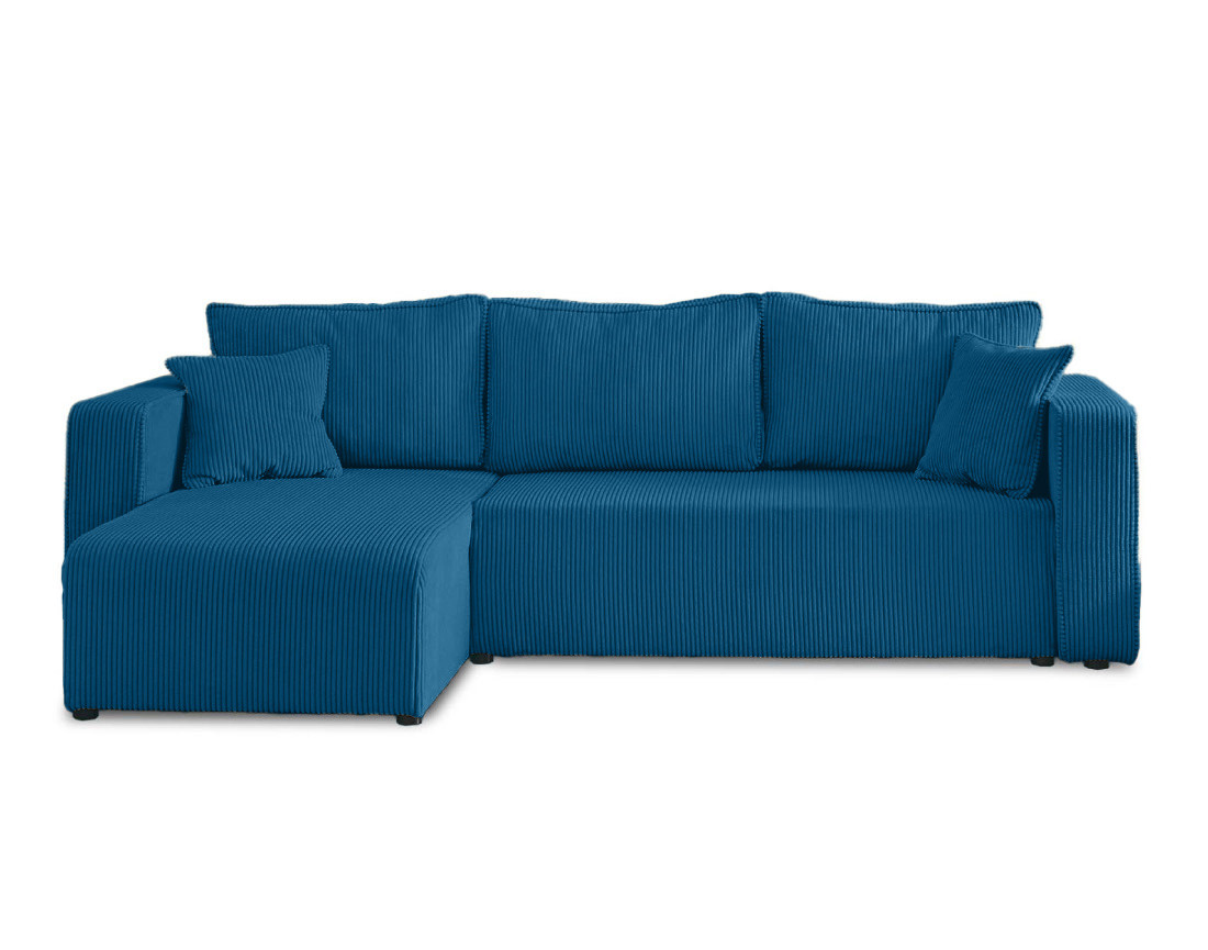 Canapé d'angle réversible 4 places convertible avec coffre en velours côtelé Topaze
