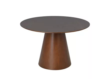 Table à manger ronde bois foncé 120 cm 4 à 6 personnes Toledo