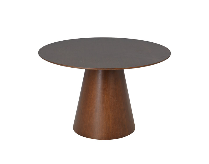 Table à manger ronde bois foncé 120 cm 4 à 6 personnes Toledo