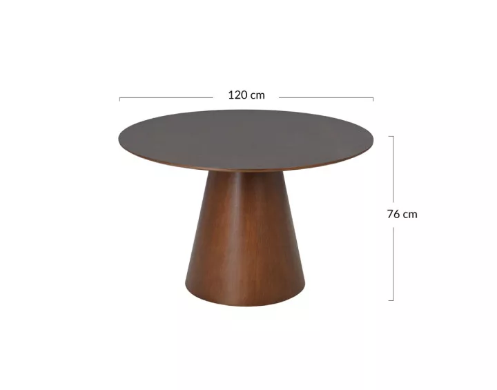 Table à manger ronde bois foncé 120 cm 4 à 6 personnes Toledo