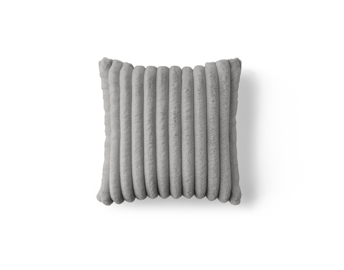 Coussin en fausse fourrure côtelé et velours 40x40 cm Pampelune