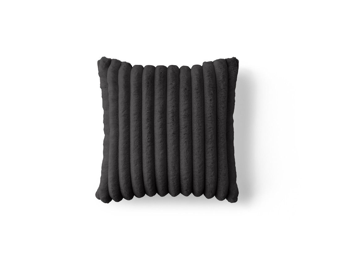 Coussin en fausse fourrure côtelé et velours 40x40 cm Pampelune