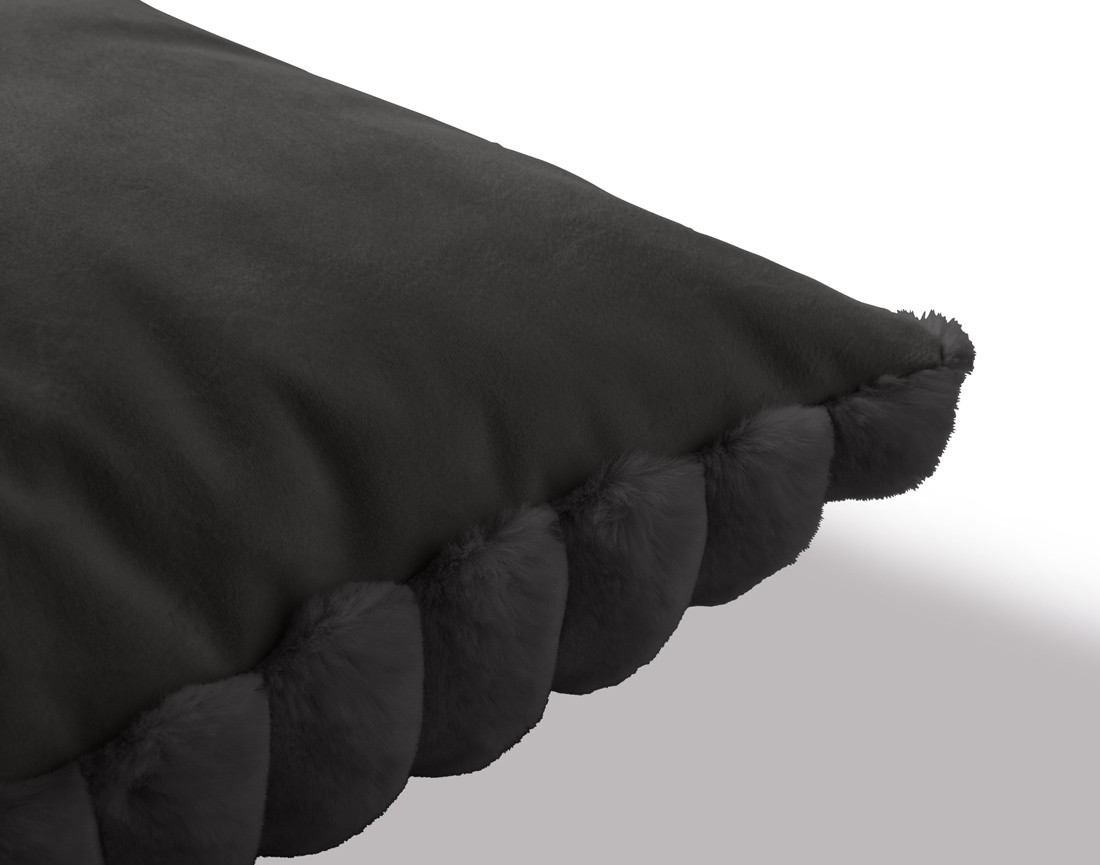 Coussin en fausse fourrure côtelé et velours 40x40 cm Pampelune