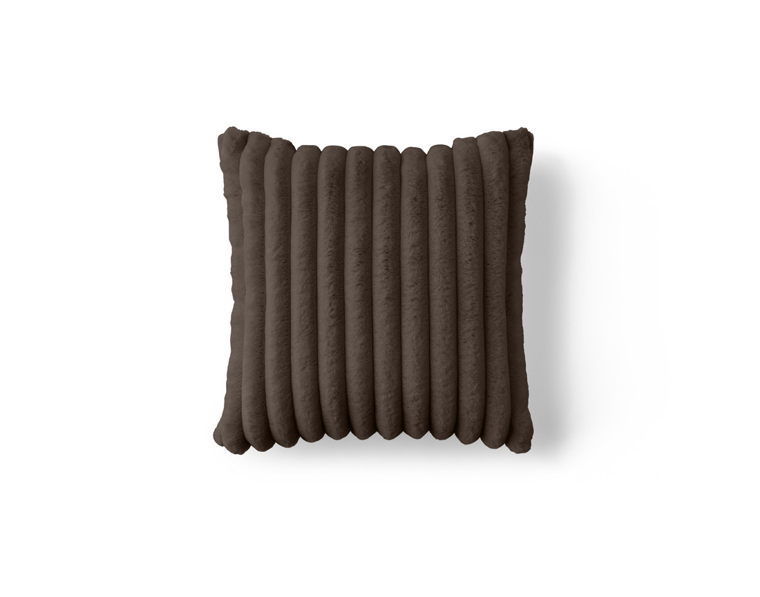 Coussin en fausse fourrure côtelé et velours 40x40 cm Pampelune