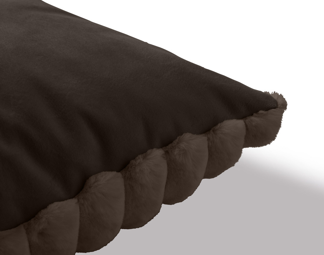 Coussin en fausse fourrure côtelé et velours 40x40 cm Pampelune