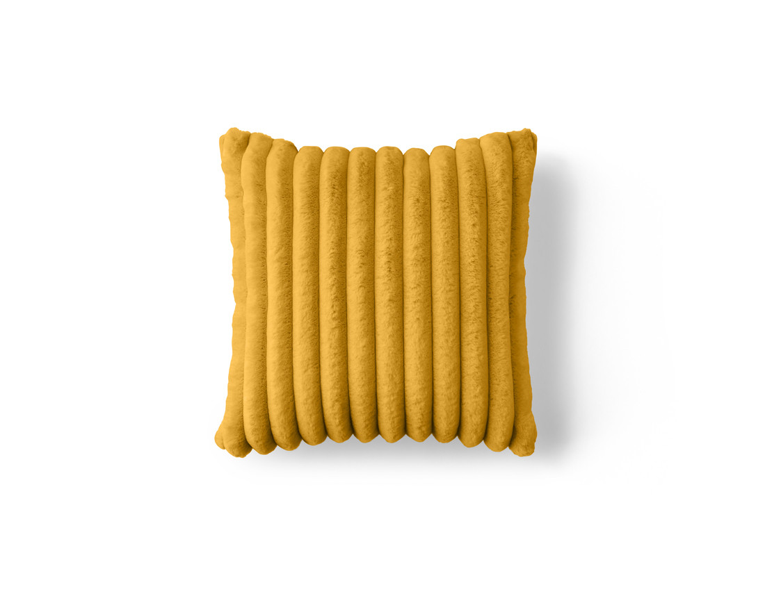 Coussin en fausse fourrure côtelé et velours 40x40 cm Pampelune