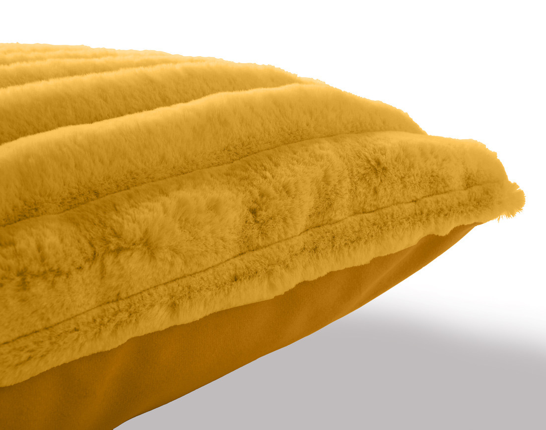 Coussin en fausse fourrure côtelé et velours 40x40 cm Pampelune