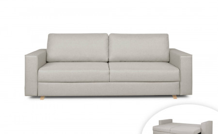 Adel - Canapé droit 3 places convertible - en tissu - avec coffre de rangement Adel - Canapé droit 3 places convertible - en tissu - avec coffre de rangement
