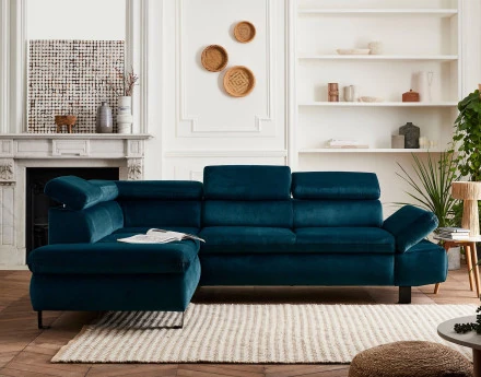 Canapé d'angle convertible 5 places avec têtières Nairobi - Gauche