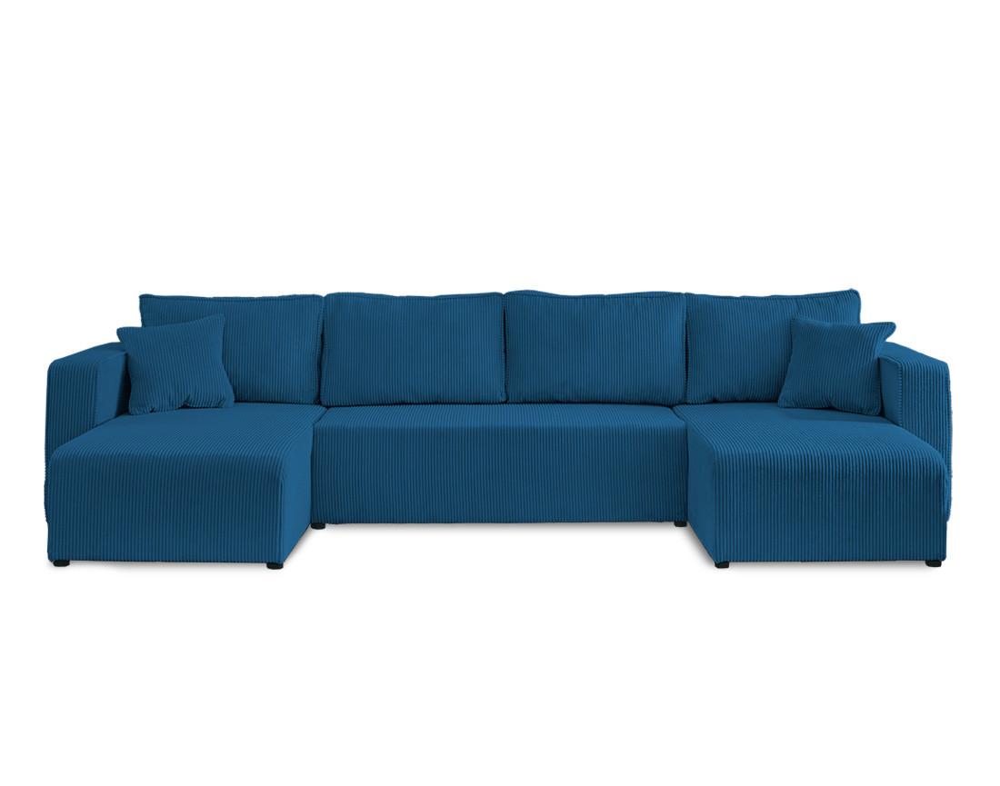 Canapé panoramique en U 7 places convertible avec coffre en velours côtelé Topaze