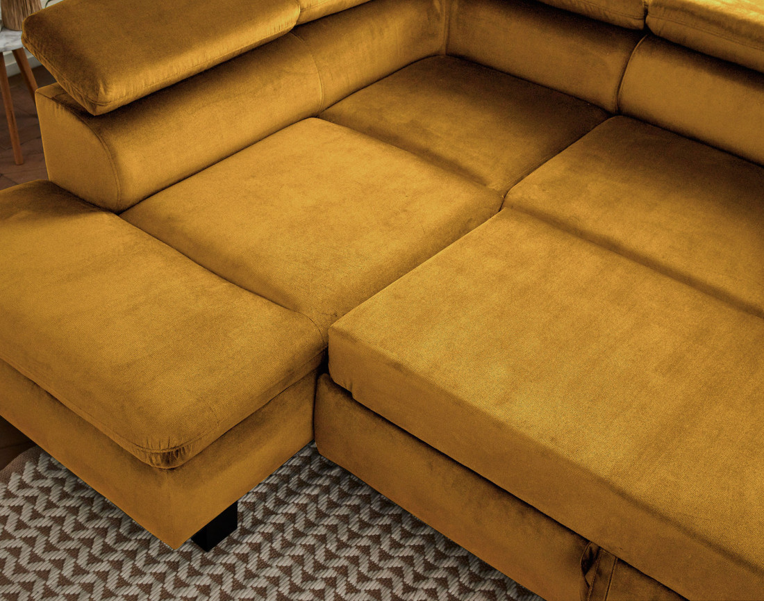 Nairobi - Canapé d'angle convertible - en velours - 5 places - avec têtières - Gauche
