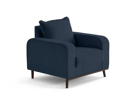 Fauteuil en velours côtelé pieds bois foncé - Albane