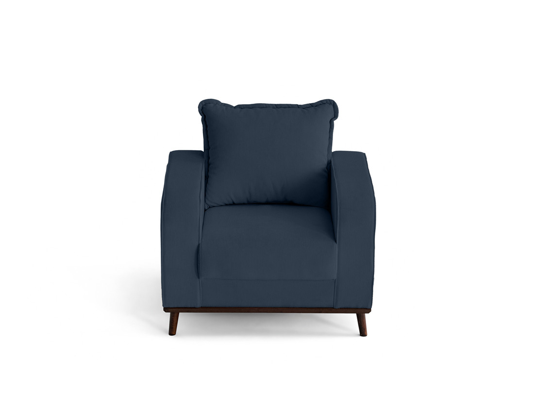 Fauteuil en velours côtelé pieds bois foncé - Albane