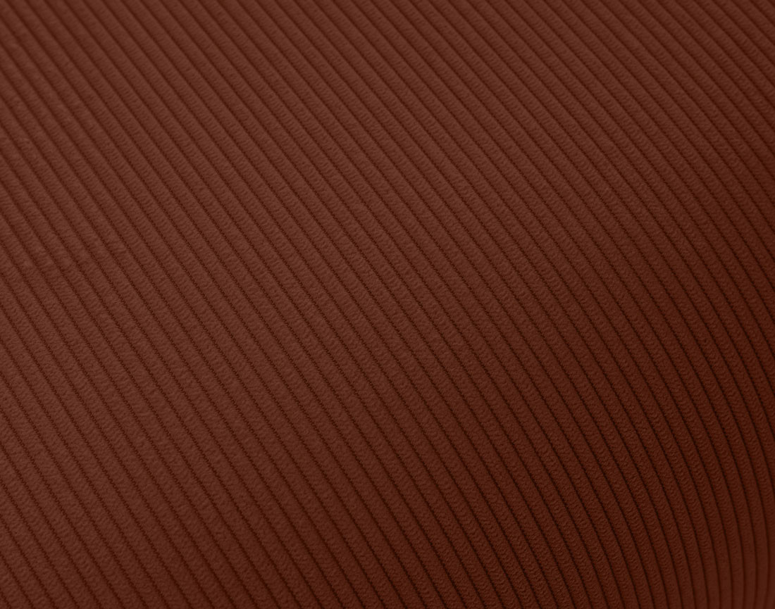 Pouf en velours côtelé pieds bois foncé - Albane