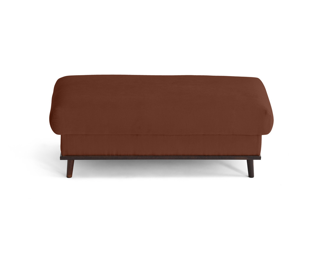 Pouf en velours côtelé pieds bois foncé - Albane