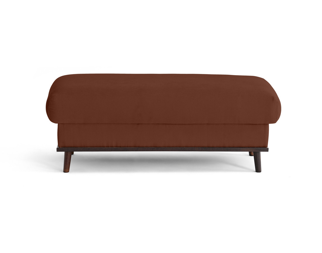 Pouf en velours côtelé pieds bois foncé - Albane