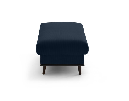 Pouf en velours côtelé pieds bois foncé - Albane
