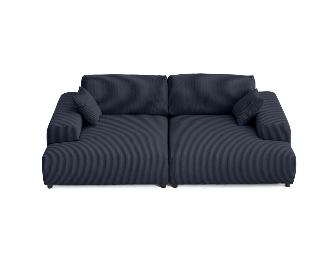 Canapé droit 4 places double méridienne en velours côtelé Garance