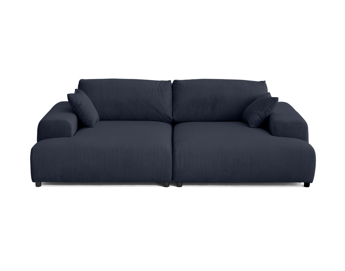 Canapé droit 4 places double méridienne en velours côtelé Garance